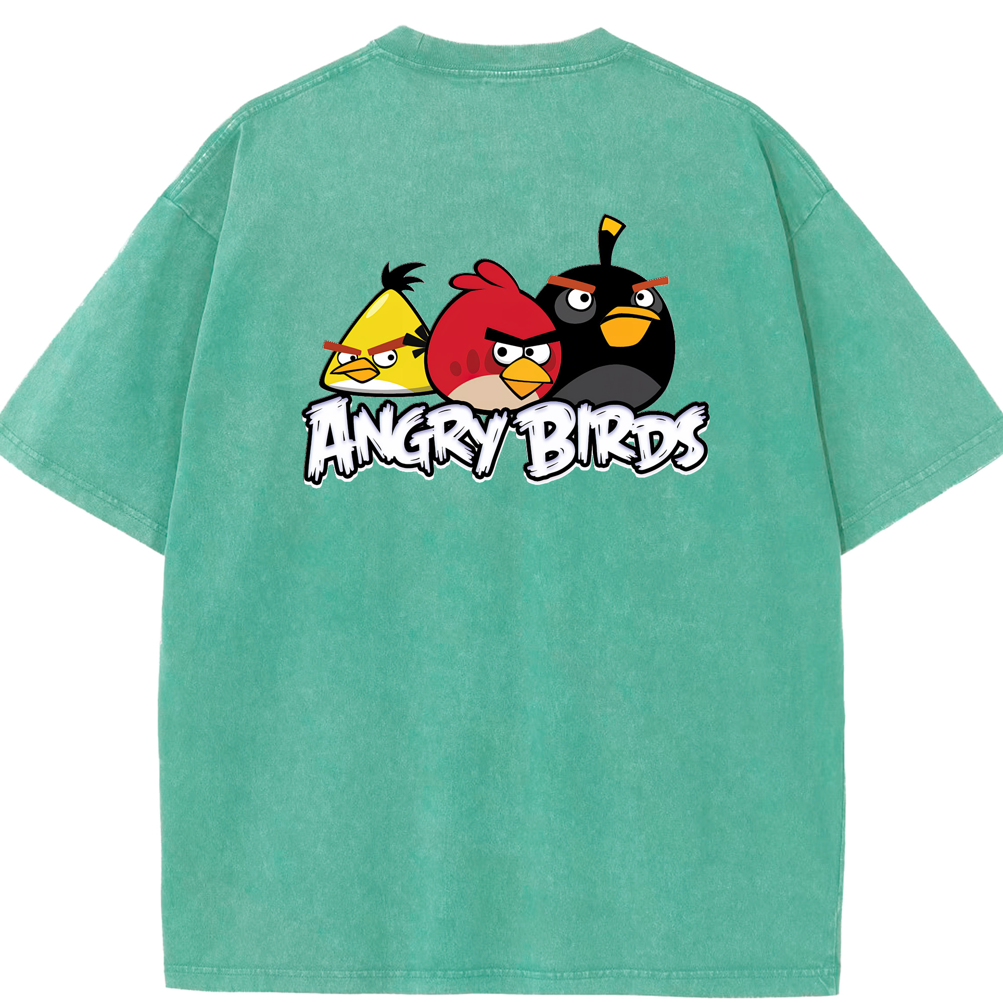 （画像用） Angry Birds アングリーバード 綿100% ヴィンテージ風 半袖Tシャツ（背面プリント）
